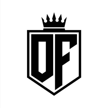 Harf Logosu monogramı. Siyah ve beyaz tasarım şablonlu kalın kalkan geometrik şekli.