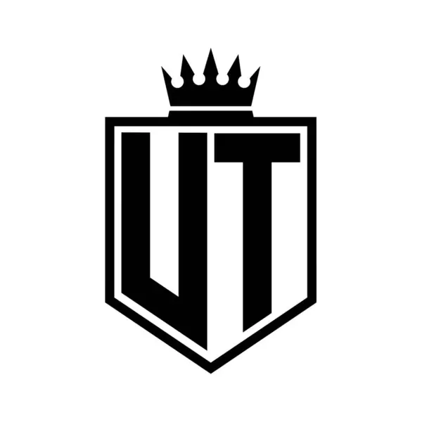 stock image UT Letter Logo monogram bold shield geometric shape with crown outline black and white style design template