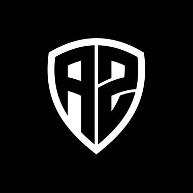 Siyah ve beyaz renk desenli kalın harfli AZ monogram logosu