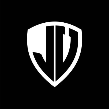 Siyah ve beyaz renk desenli kalın harfli JV monogram logosu