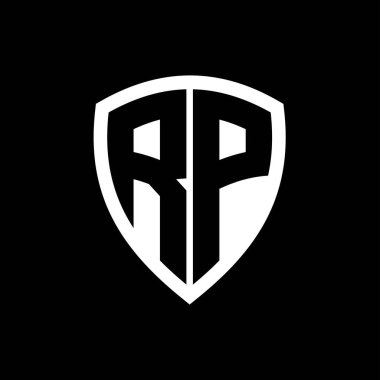 Siyah ve beyaz renk desenli kalın harfli RP monogram logosu