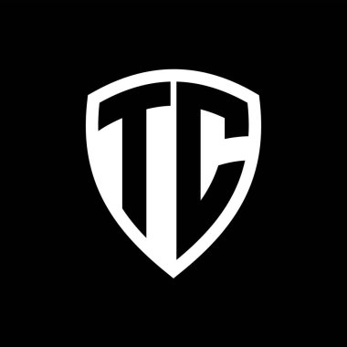 Siyah ve beyaz renk desenli kalın harfli TC monogram logosu.