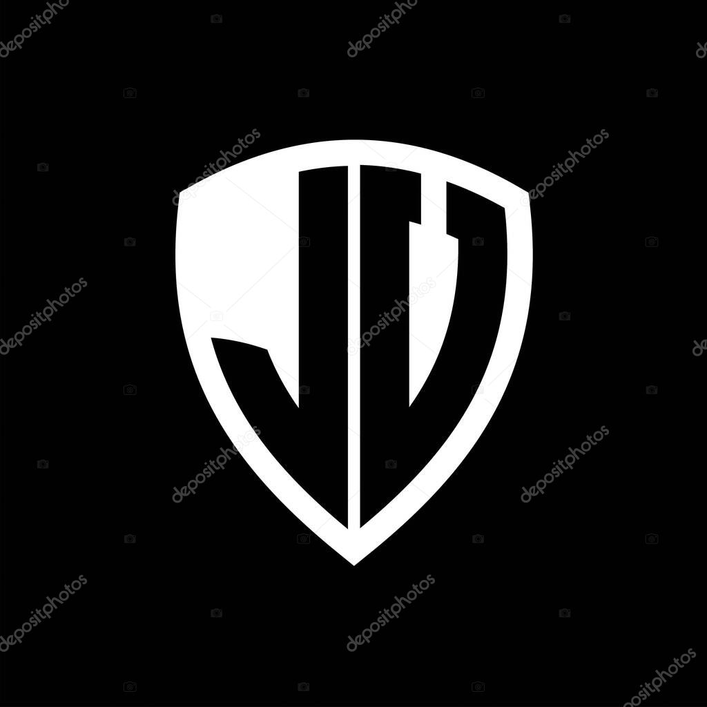 JV monogram logo with bold letters shield shape with black and white color design template