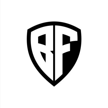Siyah ve beyaz renk desenli kalın harfli BF monogram logosu