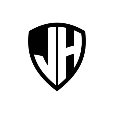Siyah ve beyaz renk desenli kalın harfli JH monogram logosu