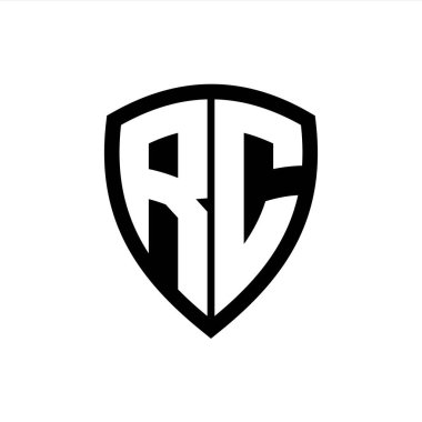 Siyah ve beyaz renk desenli kalın harfli RC monogram logosu