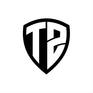 Siyah ve beyaz renk desenli kalın harfli TZ monogram logosu