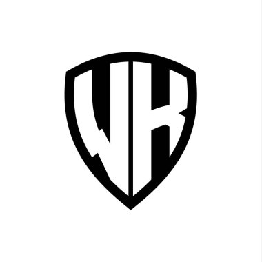 Siyah ve beyaz renk desenli kalın harfli WK monogram logosu
