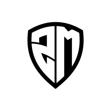 Siyah ve beyaz renk desenli kalın harfli ZM monogram logosu