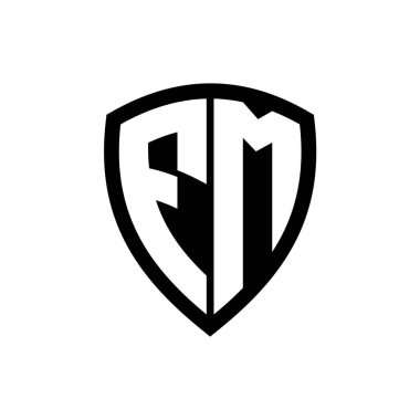 Siyah ve beyaz renk desenli kalın harfli FM monogram logosu