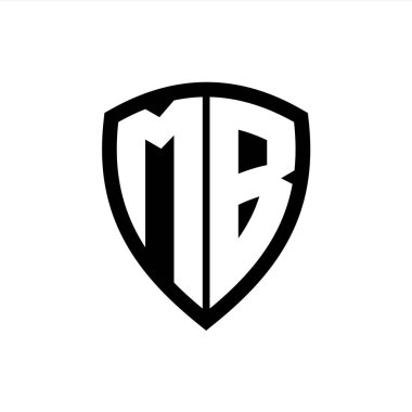 Siyah ve beyaz renk desenli kalın harfli MB monogram logosu