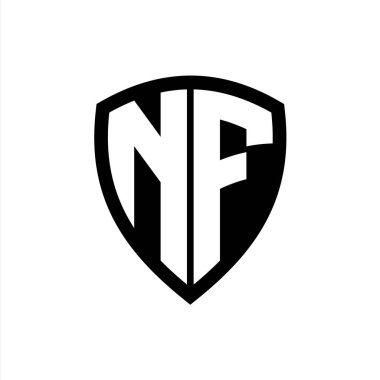 NF monogram logo with bold letters shield shape with black and white color design template clipart