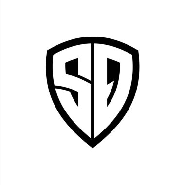 Siyah ve beyaz renk desenli kalın harfli SQ monogram logosu