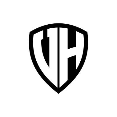 Siyah ve beyaz renk desenli kalın harfli VH monogram logosu