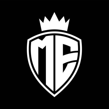 Siyah ve beyaz renk tasarım şablonu ile kalın harfler ve taç anahat şekli