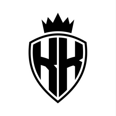 KK Harfi, siyah ve beyaz renk tasarım şablonuyla kalkan ve taç ana hatlarıyla kalın harfler