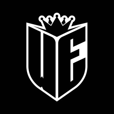 Kalkan şeklindeki kalın monogramı ve kalkanın içindeki keskin tacı siyah ve beyaz renk tasarım şablonuna koyuyoruz.