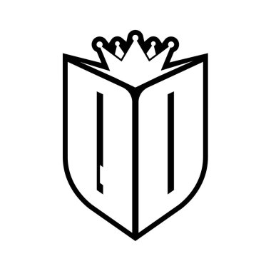 Kalkan şekli ve kalkanın içinde keskin taç olan koyu harfli koyu renk tasarımı şablonu.