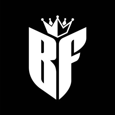 Taçlı siyah ve beyaz renk şablonlu BF Harf monogramı