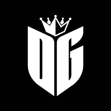 Taçlı siyah beyaz renk desenli kalkan şekilli DG Harf monogramı