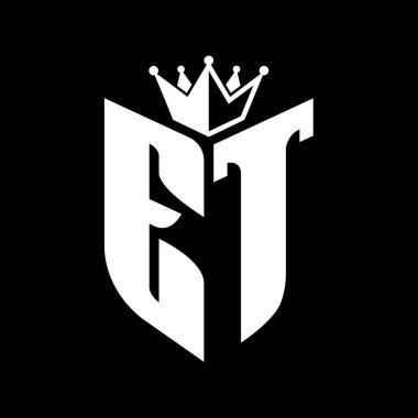Taçlı siyah ve beyaz renk desenli ET Harfi monogramı