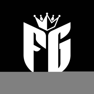 Taçlı siyah beyaz renk desenli kalkan şekilli FG Harf monogramı