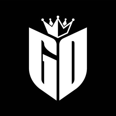 Taçlı siyah ve beyaz renk desenli GD Harf monogramı