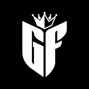 Taçlı siyah ve beyaz renk desenli GF Harf monogramı