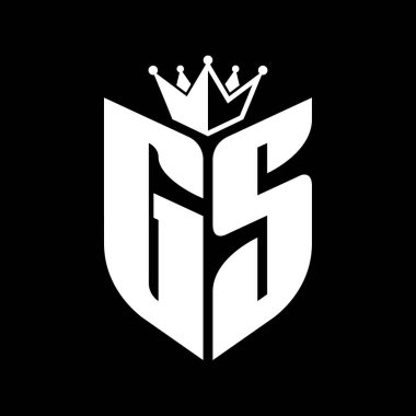 GS Harfi: Siyah ve beyaz kaplama renk tasarım şablonlu kalkan şekilli monogram