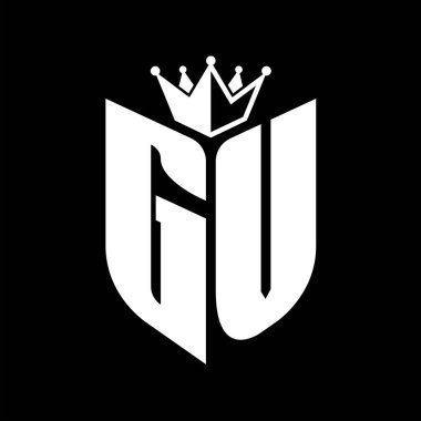 Taçlı siyah ve beyaz renk desenli GV Harf başlığı