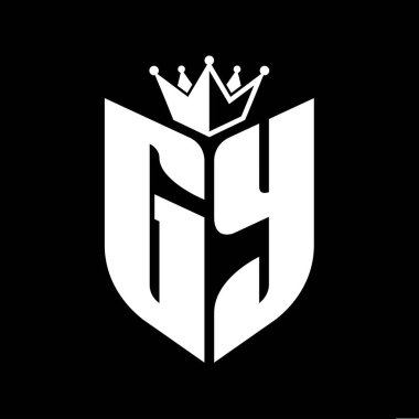 Taçlı siyah-beyaz renk desenli GY Harf monogramı
