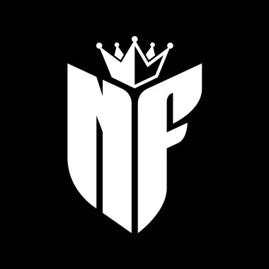 Taçlı siyah-beyaz renk desenli NF Harf monogramı