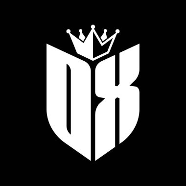 Taç siyah ve beyaz renk desenli kalkan şekilli OX Harf başlığı