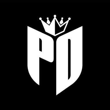 Crown siyah-beyaz renk desenli kalkan şekilli PD Harfleri