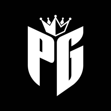 Taçlı siyah beyaz renk desenli PG Harf monogramı