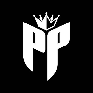 Taçlı siyah beyaz renk desenli PP Harf monogramı