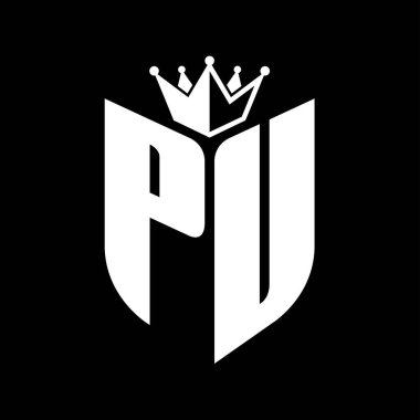 Taçlı siyah beyaz renk desenli kalkan şekilli PU Harfler