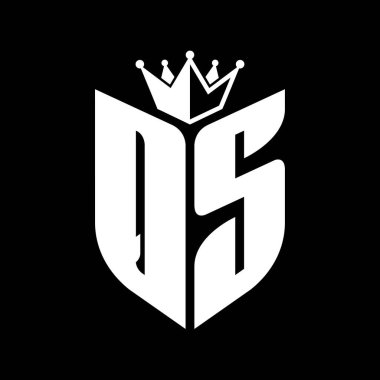 Kalkan şekilli QS Harfler siyah ve beyaz renk tasarım şablonu