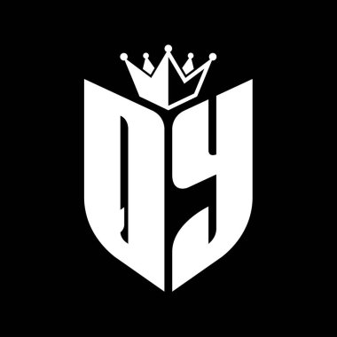 Kalkan şekilli QY Harfler siyah ve beyaz renkli tasarım şablonu