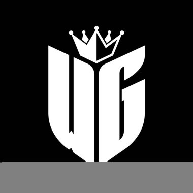 Taçlı siyah beyaz renk desenli WG Harf monogramı