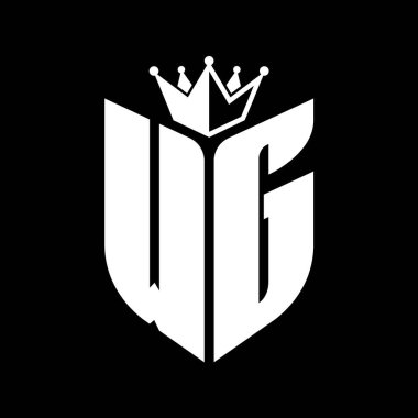 Taçlı siyah beyaz renk desenli WG Harf monogramı