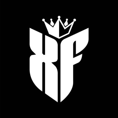 Taçlı siyah ve beyaz renk desenli XF Harf monogramı