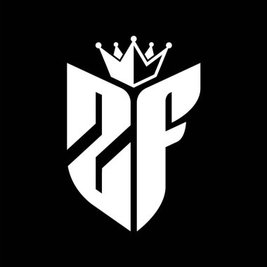 Taçlı siyah ve beyaz renk desenli kalkan şekilli ZF Harfi başlığı