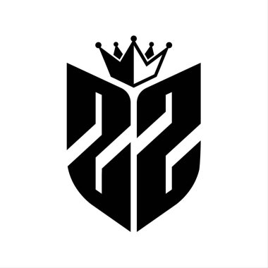 Taçlı siyah ve beyaz renk desenli kalkan şekilli ZZ Harfi başlığı