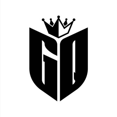 Taçlı siyah ve beyaz renk desenli GQ Harf monogramı
