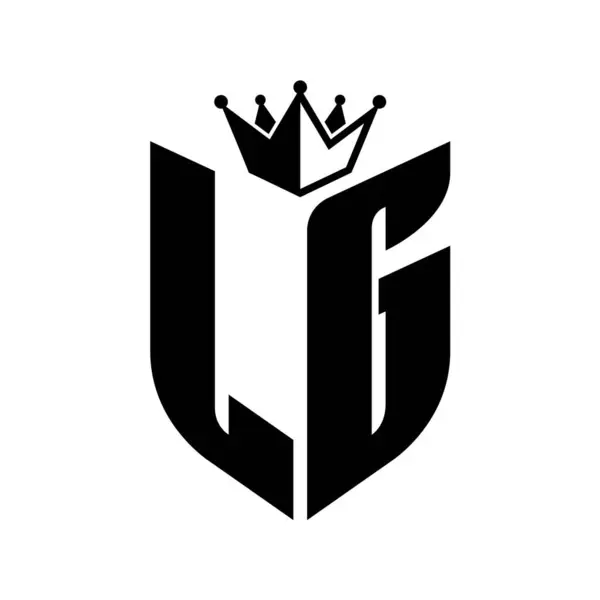 stock image LG Letter monogram with shield shape with crown black and white color design template