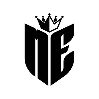 Taçlı siyah beyaz renk desenli kalkanlı ME Harfleri