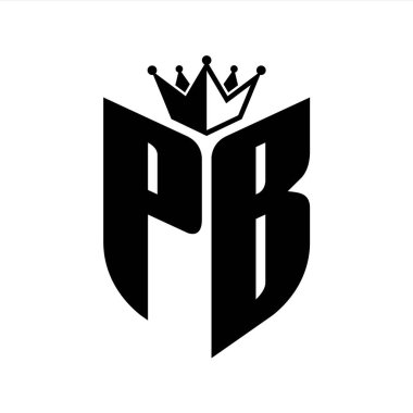 PB Harf monogramı, kaplama siyah ve beyaz renk desenli.