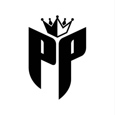 Taçlı siyah beyaz renk desenli PP Harf monogramı
