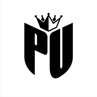 Taçlı siyah ve beyaz renk desenli PV Harf başlığı